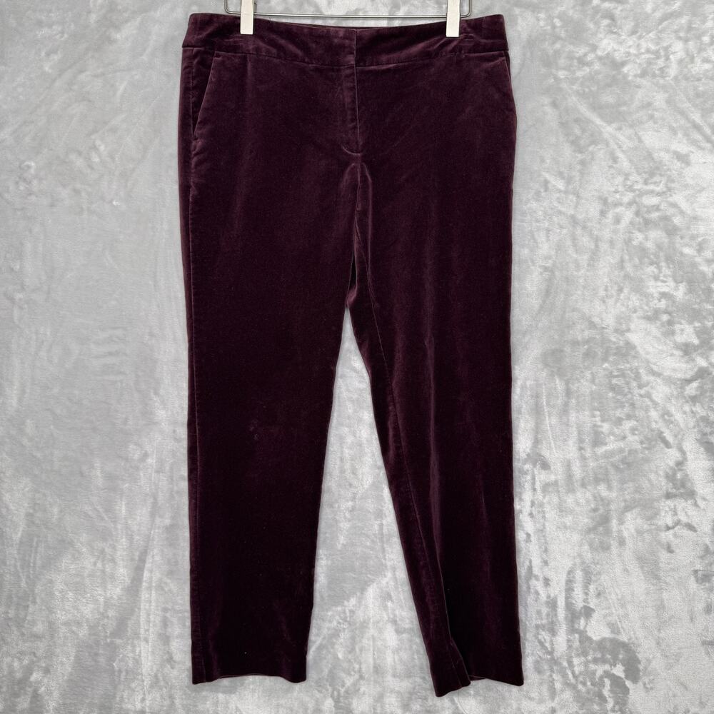Ann Taylor Pants Womens 8P Purple Velvet Modern Petite Stretch Pockets Party